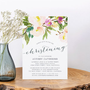 Spring Blush   Christening Invitation