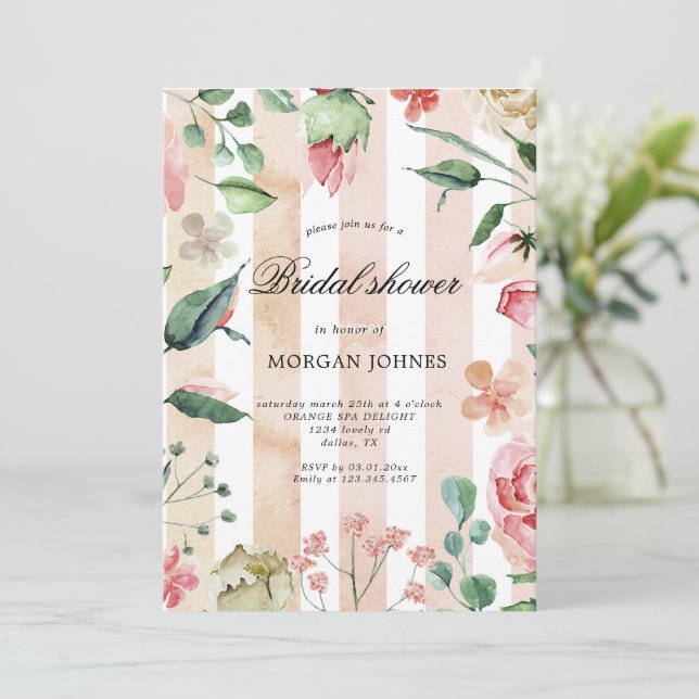 Spring Blush Floral Bridal Shower Invitation (Standing Front)