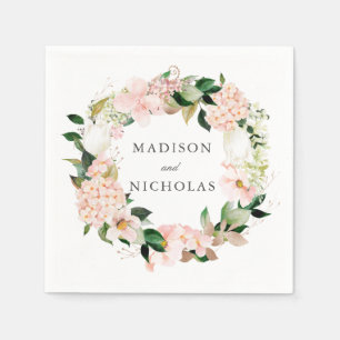 Spring Blush Floral Personalised Wedding Napkin
