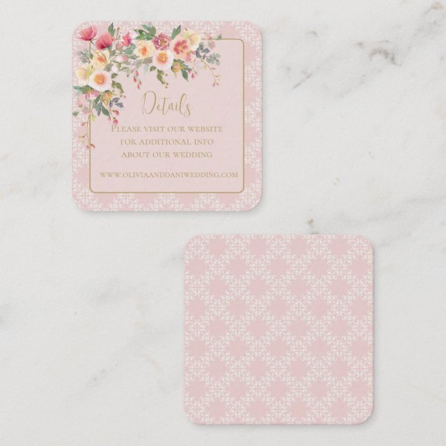 Spring Blush Floral Wedding Detail Enclosure Card (Front/Back)