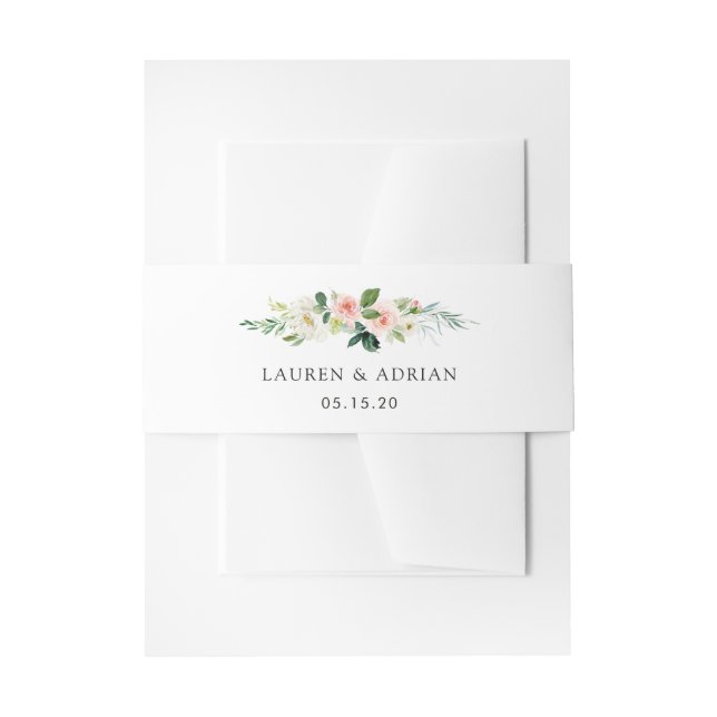 Spring Blush Floral Wedding Invitation Belly Band (Front Example)