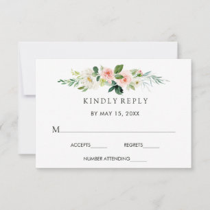 Spring Blush Floral Wedding RSVP Card