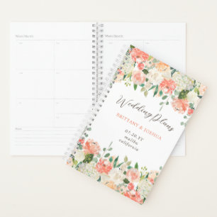 Spring Blush Peach Sage Watercolor Floral Wedding Planner