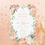 Spring Blush Peach Watercolor Floral Bat Mitzvah Invitation<br><div class="desc">Spring pinks and peaches watercolor florals with a light background. Customise to change the text and background colour for your event.</div>
