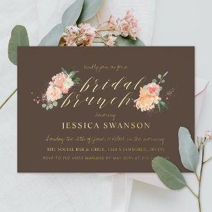 Spring Blush Peach Watercolor Floral Bridal Brunch