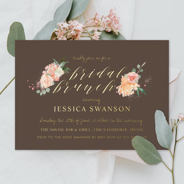 Spring Blush Peach Watercolor Floral Bridal Brunch (Creator Uploaded)