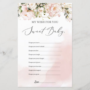 Spring blush pink floral wishes for the baby game