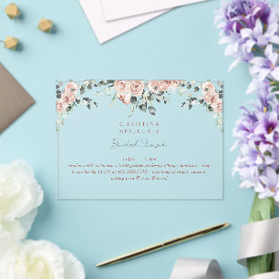 Spring Blush Roses Elegant Bridal Shower  Acrylic Invitations