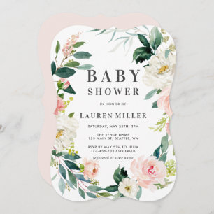 Spring Blush Wreath Baby Shower Invitation