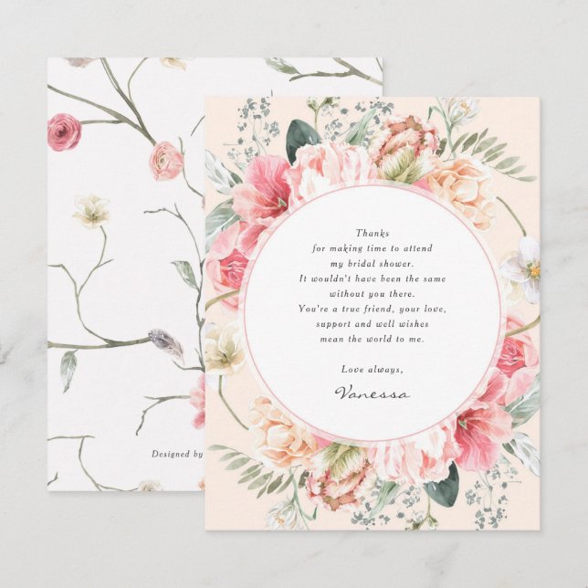 spring bohemian garden garden floral elegant thank you card (Front/Back)