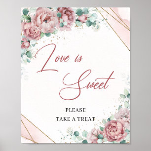 Spring boho blush gold eucalyptus Love is sweet Poster