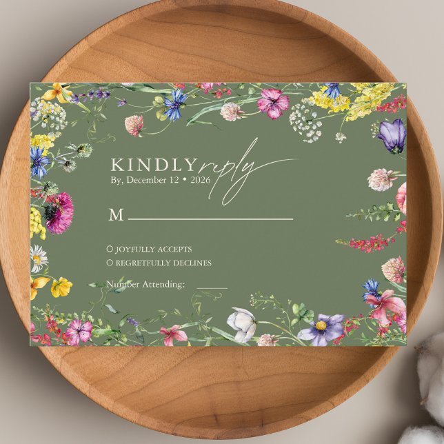 Spring Boho Chic Colorful Wildflower Wedding  Enclosure Card (Creator Uploaded)