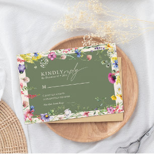 Spring Boho Chic Colorful Wildflower Wedding Enclosure Card