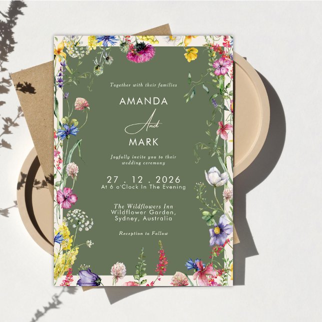 Spring Boho Chic Colorful Wildflower Wedding  Invitation (Creator Uploaded)