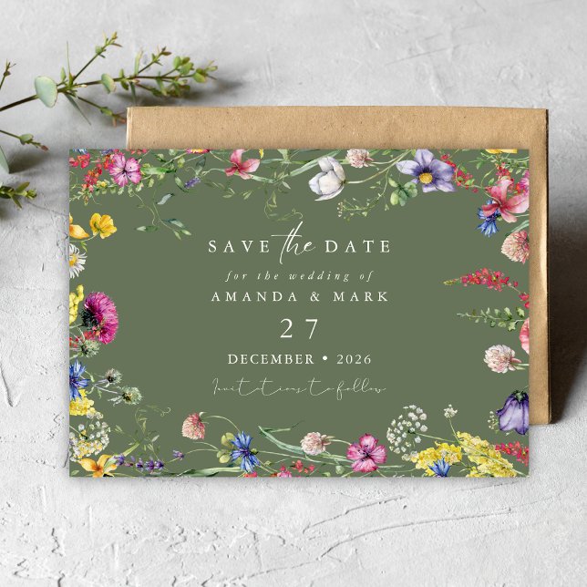 Spring Boho Chic Colorful Wildflower Wedding  Invitation (Creator Uploaded)