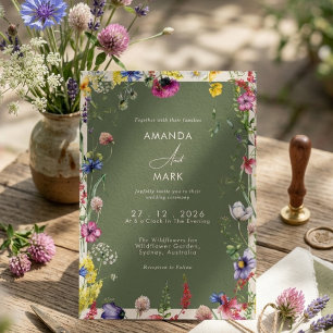 Spring Boho Chic Colourful Wildflower Wedding  Invitation