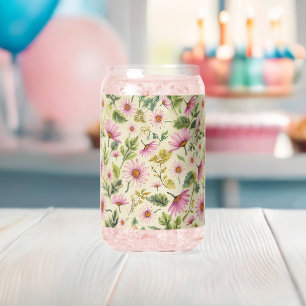 Spring Boho Floral  Can Glass