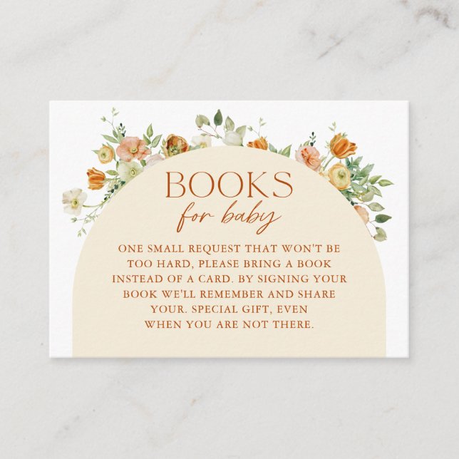 Spring Boho Flowers Baby Shower Book Request Enclosure Card (Front)
