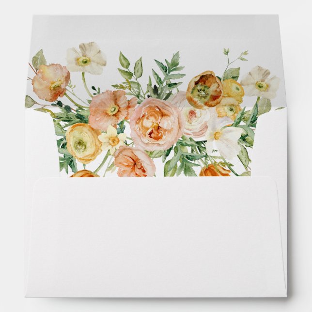 Spring Boho Flowers Wedding Address Envelope (Back (Bottom))