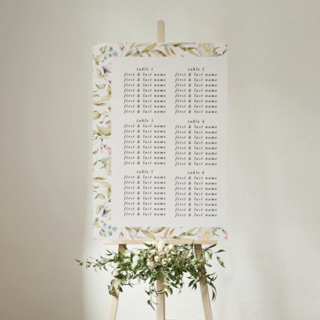 Spring Boho Wildflower Pampas Table Seating Chart (Creator Uploaded)