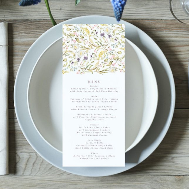Spring Boho Wildflower Pampas Wedding Menu (Creator Uploaded)