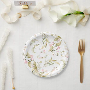 Spring Boho Wildflower Pampas Wedding Paper Plate