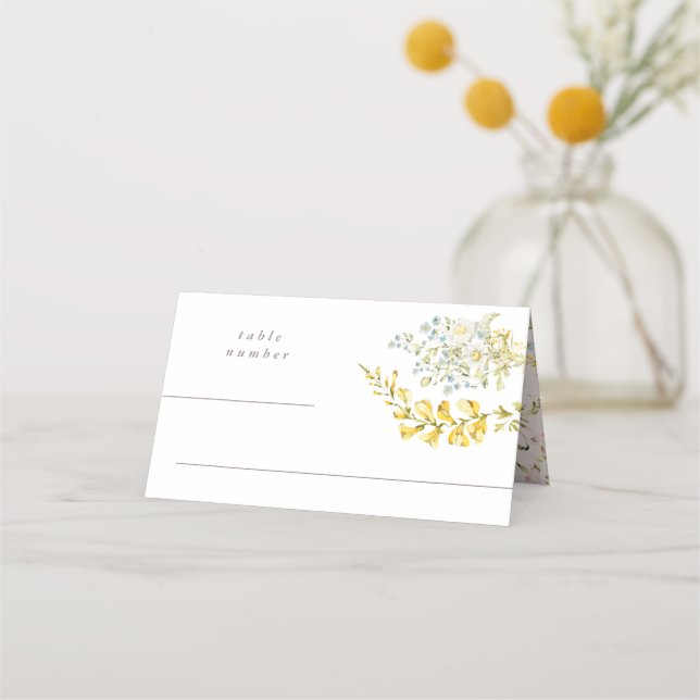 Spring Boho Wildflower Pampas Wedding Place Card (Front)