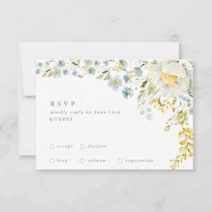 Spring Boho Wildflower Pampas Wedding RSVP Card