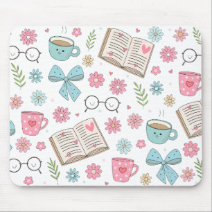 Spring Books and Flowers Mouse Mat