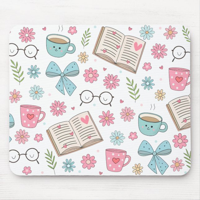 Spring Books and Flowers Mouse Mat (Front)