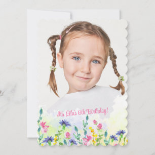Spring Border Photo Birthday Invitation