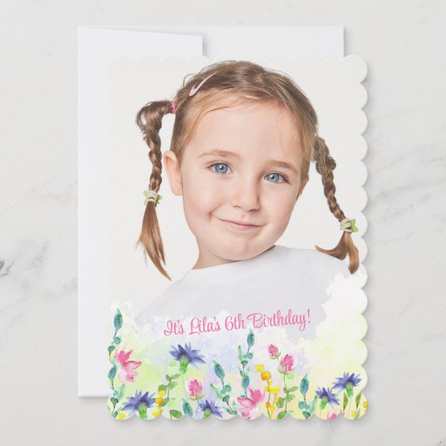 Spring Border Photo Birthday Invitation (Front)