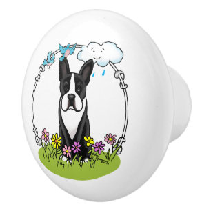 Spring Boston Terrier (black) Cute dog Ceramic Knob