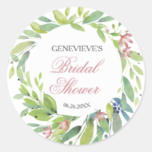 Spring Botanical Blush Pink Bridal Shower Classic Round Sticker