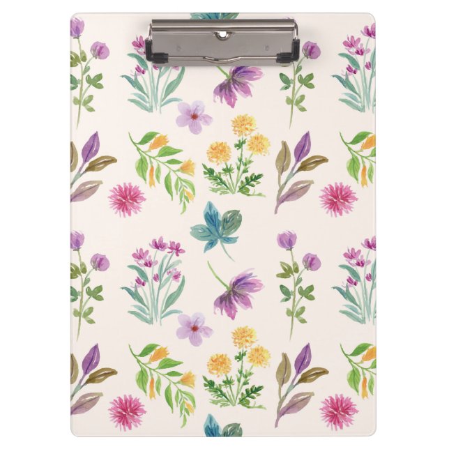 Spring Botanical Decorative Blooming Seamless Clipboard (Front)
