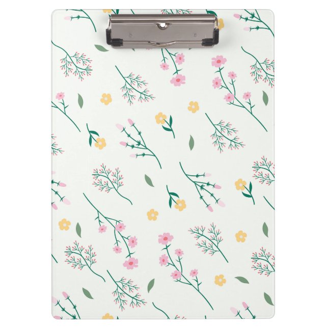Spring Botanical Decorative Blooming Seamless Clipboard (Front)