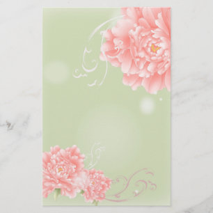 Spring Botanical mint pink peony wedding Stationery