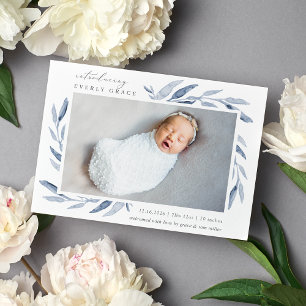 Spring Botanical   Photo Birth Announcement