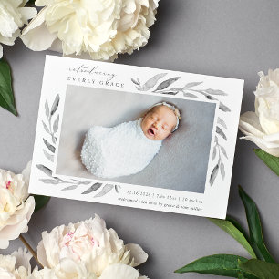 Spring Botanical   Photo Birth Announcement
