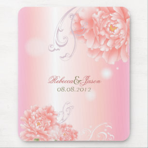 Spring Botanical  pink peony wedding Mouse Mat