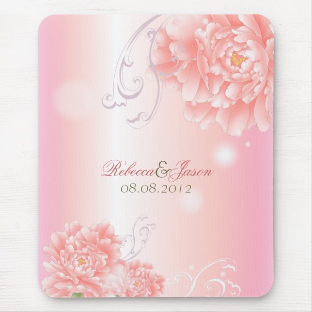 Spring Botanical  pink peony wedding Mouse Mat (Front)