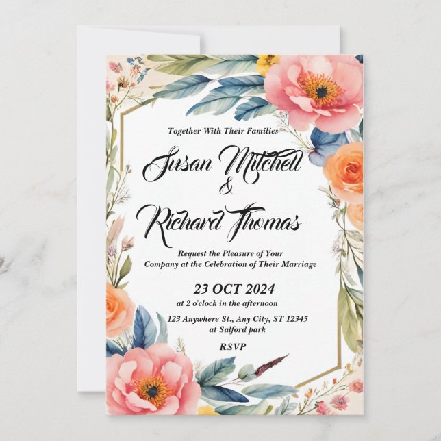  Spring Botanical  Wedding Invitations  (Front)