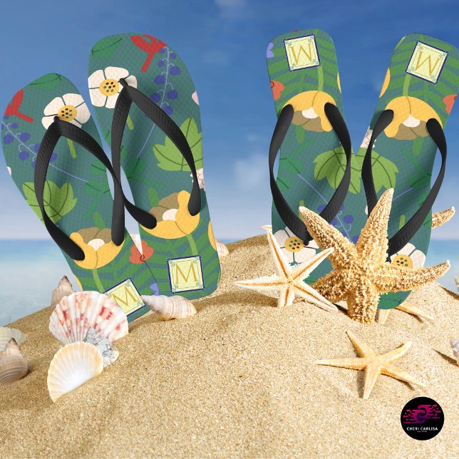 Spring Botanicals Monogram Flip Flops (Beach days just upgraded with bold floral vibes 🌺)