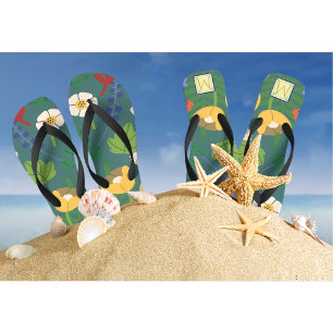 Spring Botanicals Monogram Flip Flops