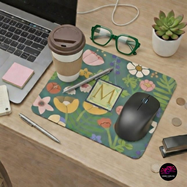 Spring Botanicals Monogram Mouse Mat (Focus mode, activated. 🌿)