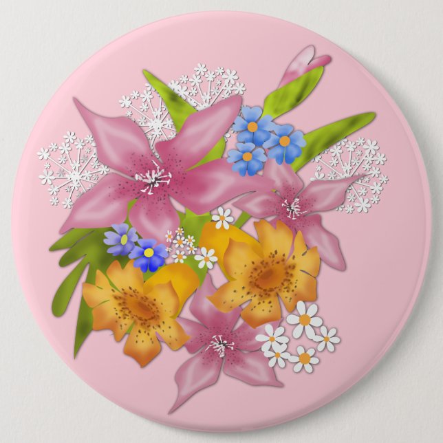Spring bouquet 6 cm round badge (Front)
