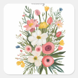 Spring Bouquet Bloom  wedding Square Sticker