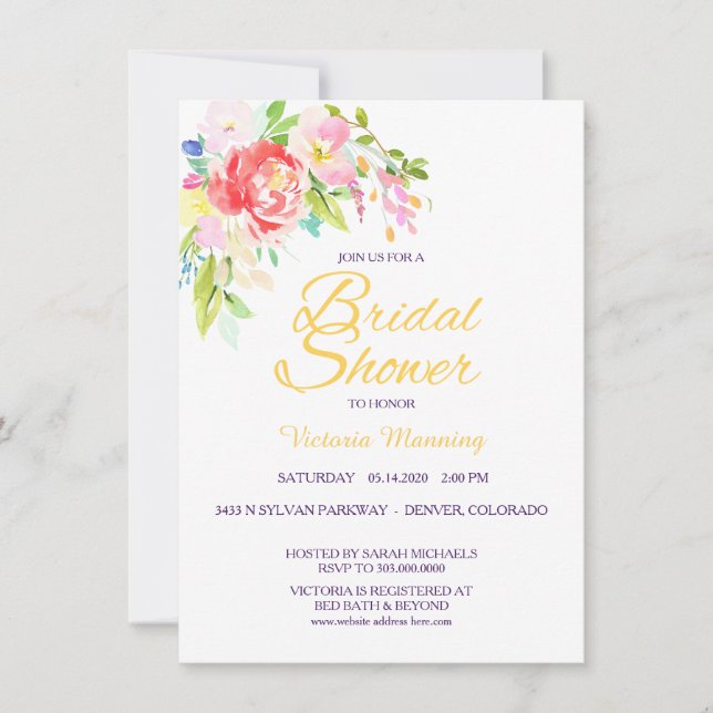Spring Bouquet Border Bridal Shower Invitation (Front)