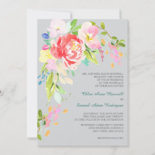 Spring Bouquet Border Formal Wedding Invitation