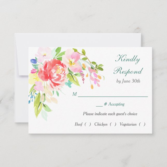 Spring Bouquet Border Rehearsal Dinner RSVP (Front)